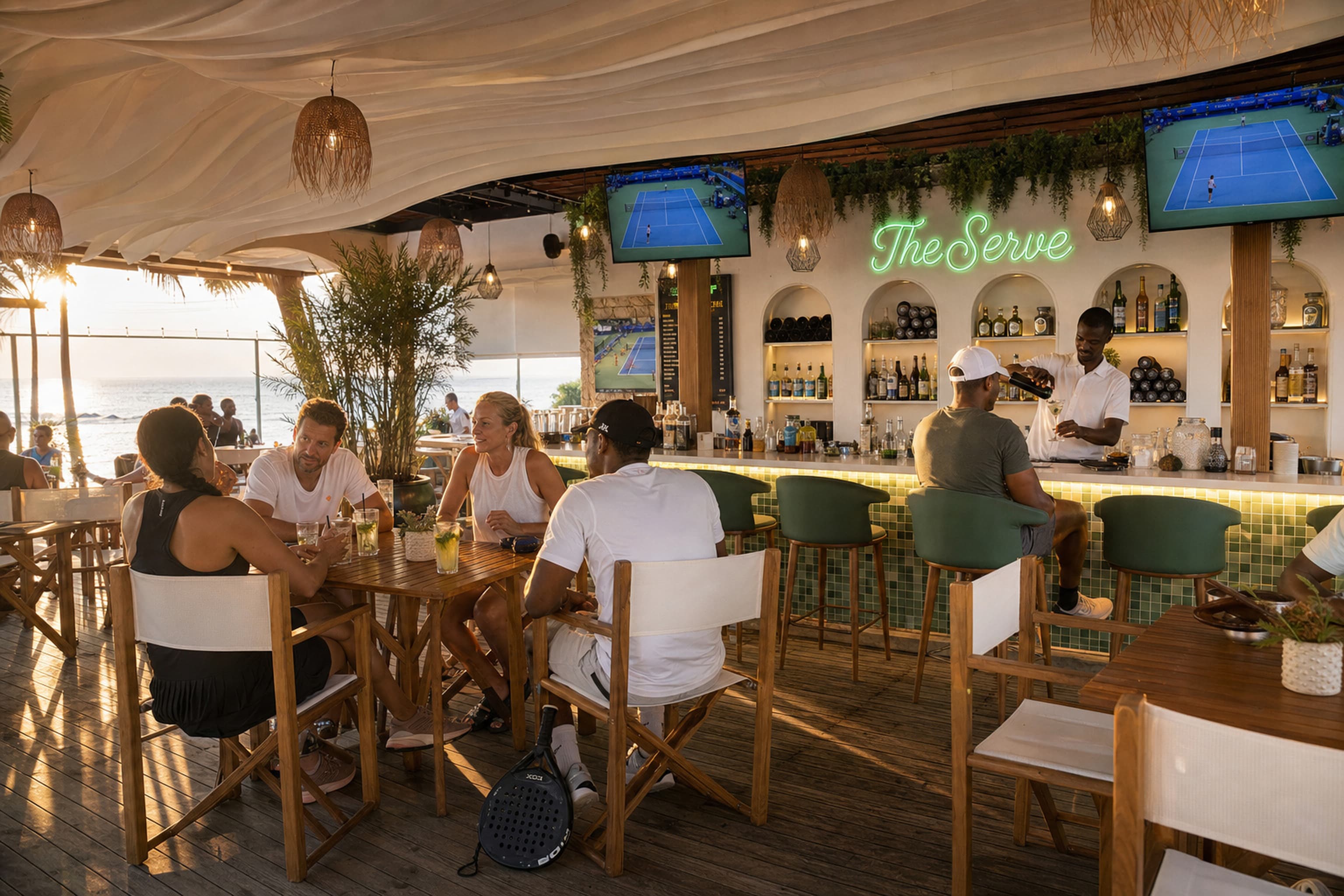 The Serve bar at sunset